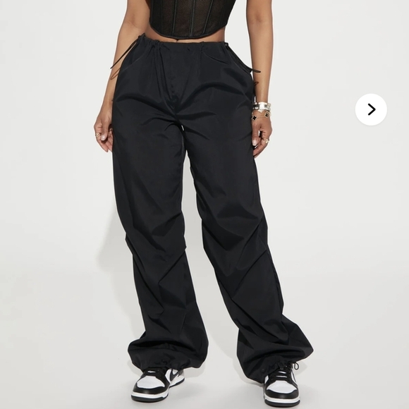 Fashion Nova,Black Drawstring Parachute Pants,Size M - Picture 1 of 4